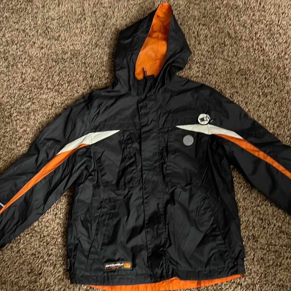 ZEROXPOSUR raincoat size 10/12 grey & orange. NWT